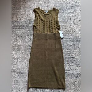 Nine West Khaki Knit Midi Dress